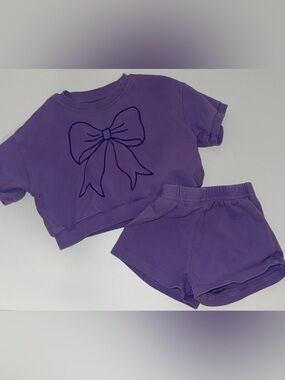 Little One Shop Purple Bow Two-Piece Sweat Set